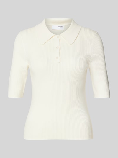 Selected Femme Poloshirt mit 1/2-Ärmel Modell 'HELEN' Offwhite 1