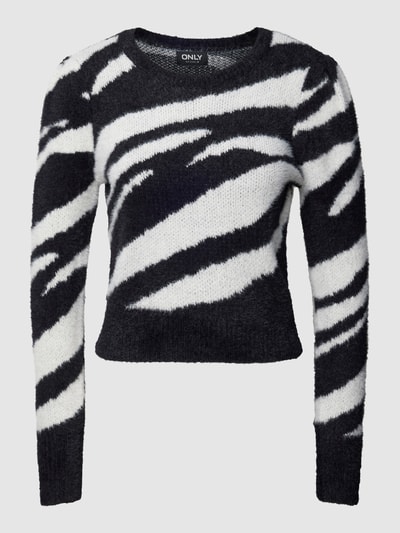 Only Gebreide pullover met all-over motief, model 'ELLA' Zwart - 2