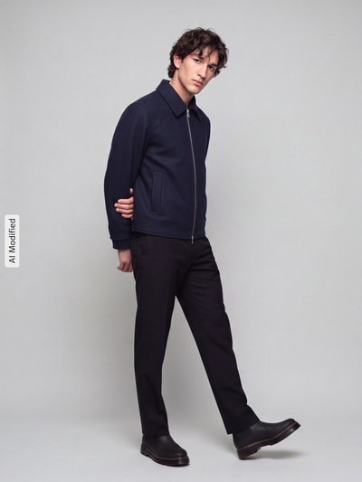 Selected Blouson aus Woll-Mix mit Zweiwege Reißverschluss Marine 1