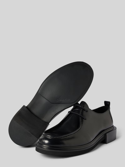 CK Calvin Klein Leren derbyschoenen met labelopschrift, model 'LACE UP APRON BRUSH OFF' Zwart - 4