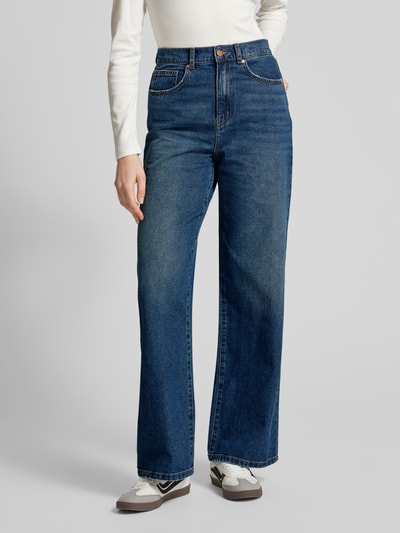 Only Wide Leg Jeans aus reiner Baumwolle mit Kontrastnähten Modell 'HOPE' Jeansblau 4