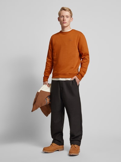 Blend Sweatshirt met ribboorden, model 'Downton' Cognac - 1