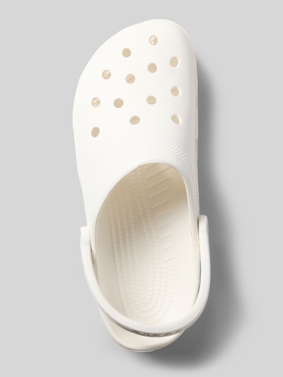 Productfoto, Clogs met labeldetail van Crocs in wit met afgeronde punt, comfortmodel, verstelbaar riempje, hakhoogte maat 43/44: 5 cm