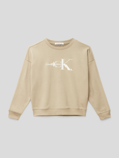 Calvin Klein Jeans Sweatshirt mit Label-Print Modell 'MONOGRAM' Sand 1