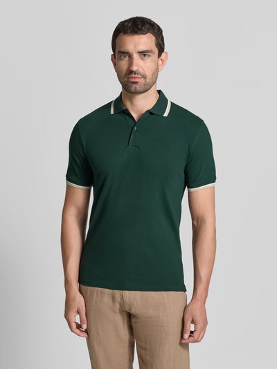 Selected Homme slim fit poloshirt van katoenmix model 'ATLAS' Donkergroen - 4