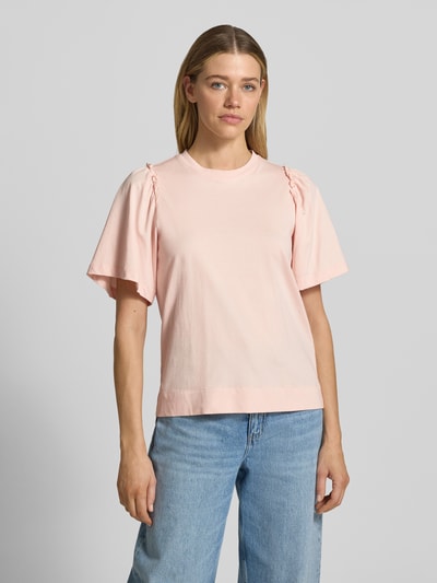 Selected krój regular fit t-shirt z czystej bawełny model 'PENELOPE' Różowy 4