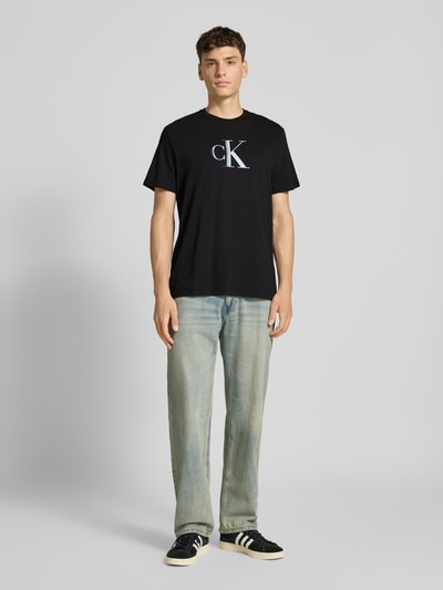 Calvin Klein Jeans Regular Fit T-Shirt aus reiner Baumwolle mit Logo-Print Black 1