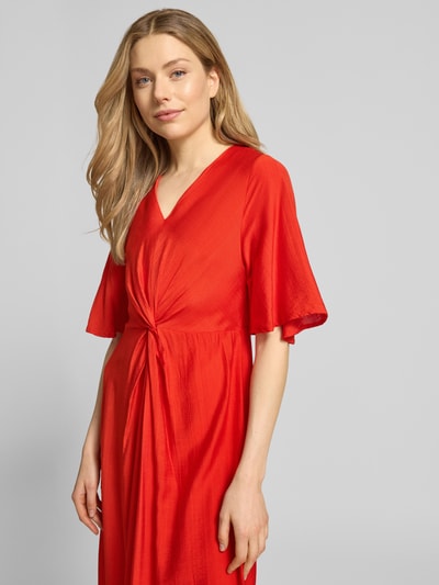 ICHI Midikleid aus Viskose-Mix mit Schmetterlingsärmeln Modell 'MELDA' Rot 3