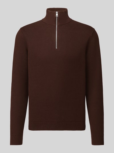 Selected Regular Fit Troyer aus reiner Baumwolle Modell 'DANE' Schoko 2