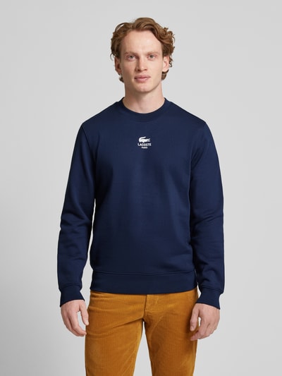 Lacoste Classic Fit Sweatshirt mit Logo-Print Modell 'HERITAGE' Dunkelblau 4