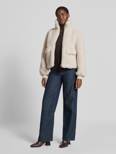 Marc O'Polo Boxy fit jack van teddybont met klepzakken Offwhite - 1