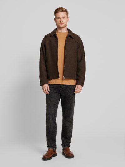 SELECTED HOMME Relaxed Fit Longsleeve mit Stehkragen Modell 'DANI' Cognac 1