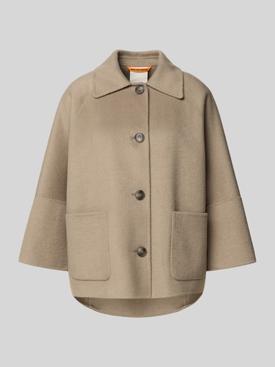Produktfoto, Relaxed Fit Jacke aus Woll-Mix mit Umlegekragen von Fuchs Schmitt, beige, aufgesetzte Taschen, 3/4-Arm, Knopfleiste, strukturierte Oberfläche