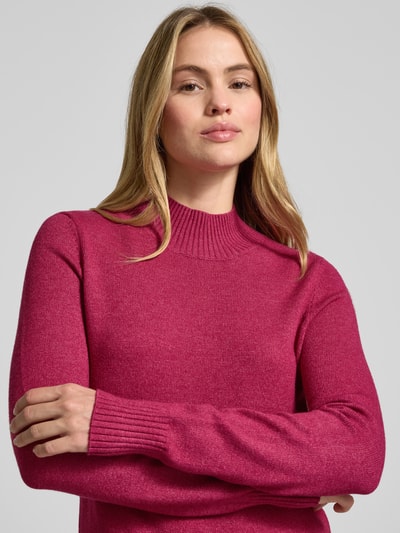 Christian Berg Woman Sweter z dzianiny ze stójką Fuksjowy melanż 3