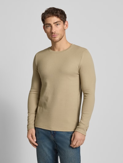 MCNEAL Shirt met lange mouwen, structuurmotief en ronde hals Roodbruin gemêleerd - 4