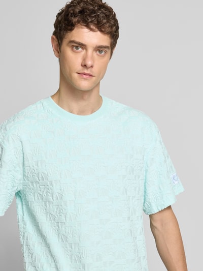 KARL KANI T-shirt met geribde ronde hals Oceaanblauw - 3