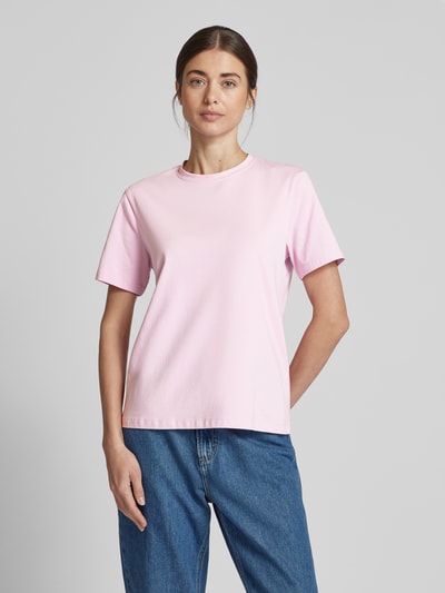 Vila T-Shirt mit geripptem Rundhalsausschnitt Modell 'NORA' Rosa 4