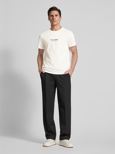 Manuel Ritz T-Shirt mit geripptem Rundhalsausschnitt Offwhite 1