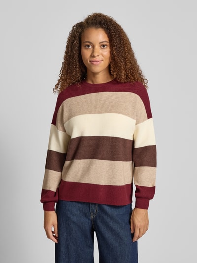 Only Sweter z dzianiny o luźnym kroju z mieszanki wiskozy model ‘ATIA’ Bordowy 4