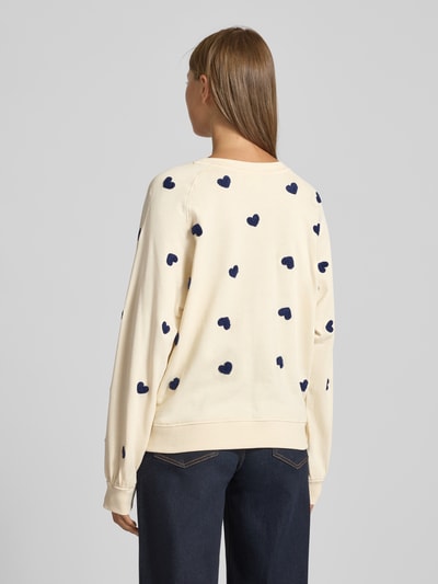 ICHI Sweatshirt met ribboorden, model 'KASURA' Offwhite - 5