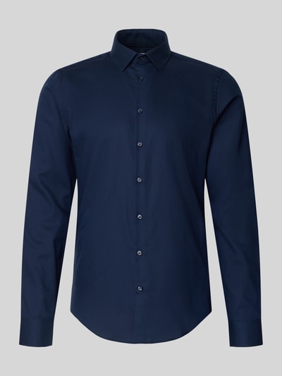 Jake*s Slim fit zakelijk overhemd van katoen met kentkraag Marineblauw - 2