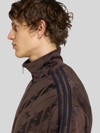 adidas Originals Relaxed Fit Sweatjacke mit Allover-Logo-Print Modell 'FIREBIRD' Dunkelbraun 3
