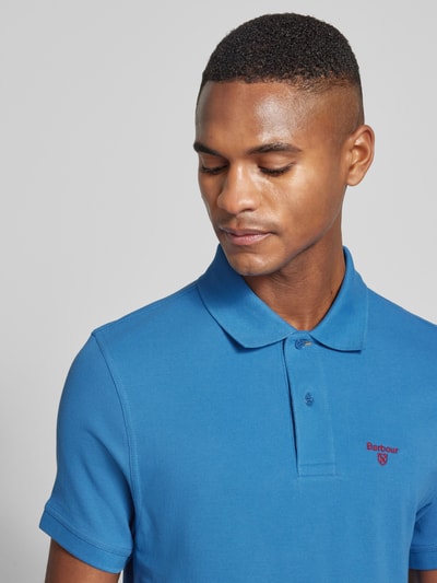 Barbour Slim Fit Poloshirt mit Label-Stitching Jeansblau 3