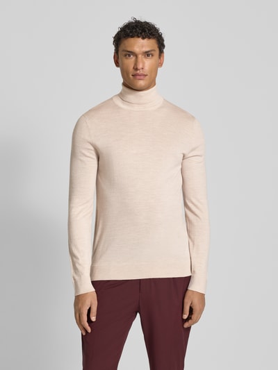 SELECTED HOMME Regular Fit Rollkragenpullover aus reiner Merinowolle Modell 'TRAY' Beige 4