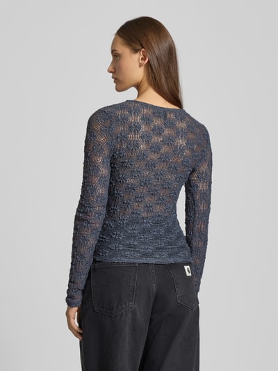 Only Slim Fit Langarmshirt aus Baumwoll-Mix Modell 'LOLA' Rauchblau 5