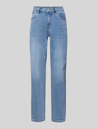 Produktfoto, Jeans mit 5-Pocket-Design von Buena Vista in hellem Blau, lockerer Schnitt, sichtbare Nähte, Baumwoll-Mix mit Viskose-Anteil.