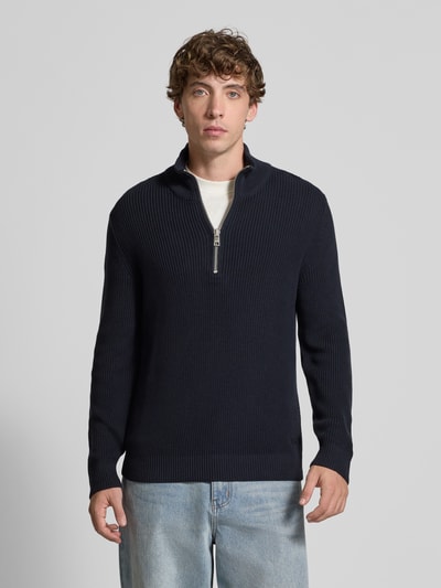 Marc O'Polo Denim Regular Fit Troyer aus reiner Baumwolle Marine 4