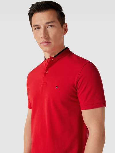 Tommy Hilfiger Poloshirt mit Label-Kontraststreifen Modell 'MAO COLLAR LOGO' Rot 3