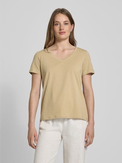 s.Oliver RED LABEL Regular fit T-shirt van katoenmix Zand - 4