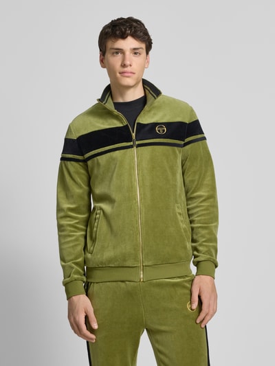 SERGIO TACCHINI Bluza rozpinana ze stójką i wyhaftowanym logo model ‘DAMARINDO’ Oliwkowy 4