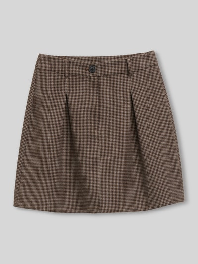 Tom Tailor Denim Spódnica mini z mieszanki wiskozy z zakładką Średniobrązowy 2