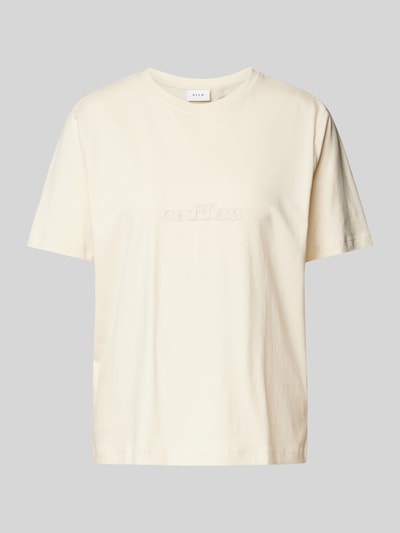 Vila T-Shirt mit Label-Stitching Modell 'SYBIL' Beige 1