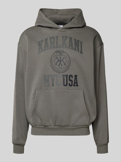 KARL KANI Hoodie met labelprint en kangoeroezak Antraciet - 2