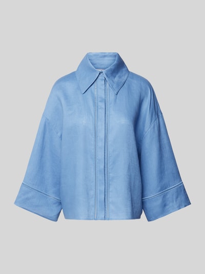 MaxMara Leisure Leinenbluse mit Umlegekragen Modell 'ROBINIA' Hellblau 2