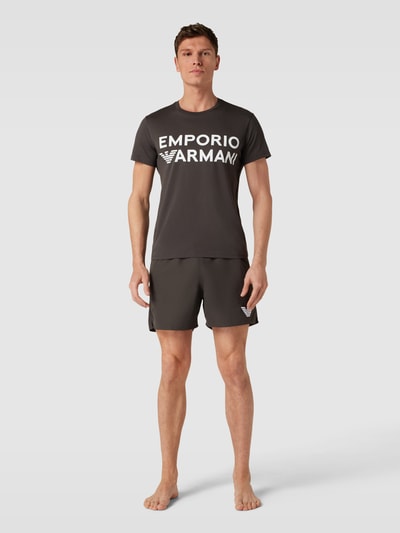 Emporio Armani T-shirt met labelprint Donkergrijs - 1