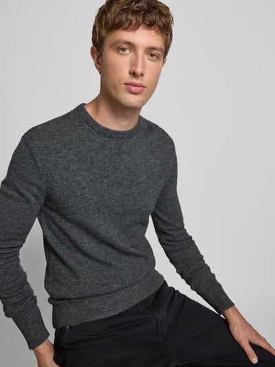 Blend Gebreide pullover met ribboorden, model 'BRANKO' Donkergrijs gemêleerd - 3