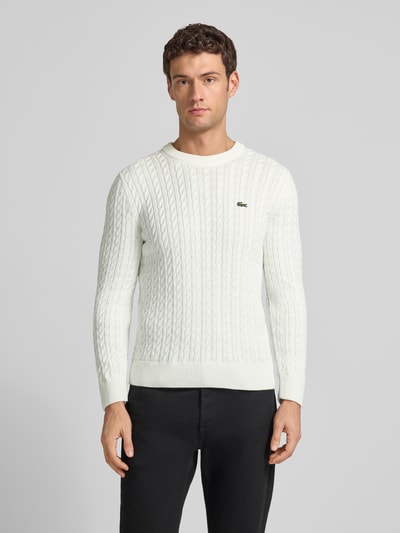 Lacoste regular fit gebreide pullover van katoenmix Offwhite - 4