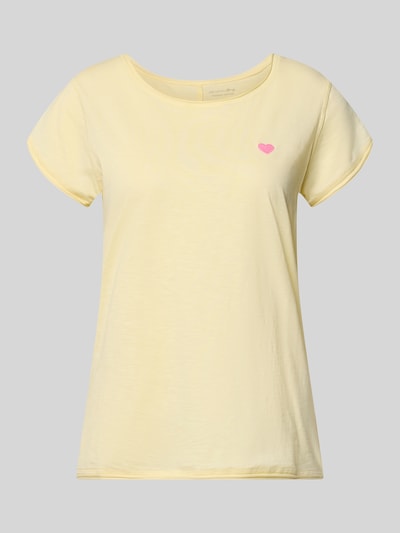 Produktfoto, T-Shirt mit Stitching und Rundhalsausschnitt von Christian Berg Woman aus Reine Baumwolle, Regular-Fit, Rollsaum, gelb, Damen T-Shirt