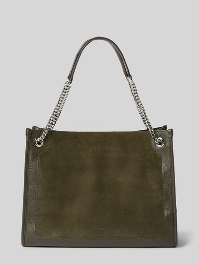 Lauren Ralph Lauren Shopper aus Rindsleder mit Label-Applikation Oliv 4
