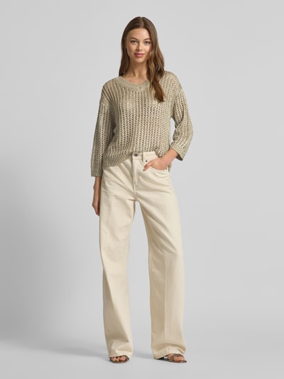 Betty Barclay Strickpullover mit V-Ausschnitt Oliv 1