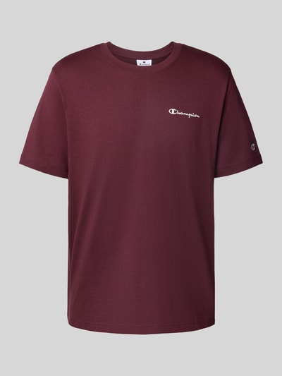 CHAMPION T-Shirt mit Logo-Stitchings und Rundhalsausschnitt Bordeaux 2
