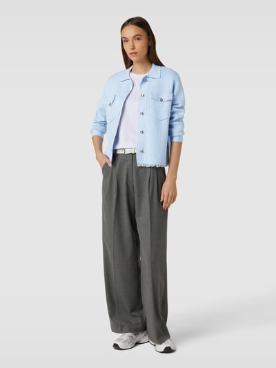 (THE MERCER) N.Y. Strickjacke aus Kaschmir-Mix mit Umlegekragen Hellblau 1