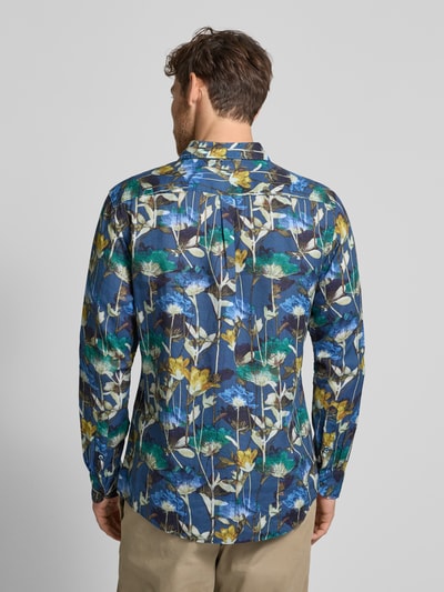 OLYMP Level 5 Regular Fit Leinenhemd im Allover-Look Marine 5
