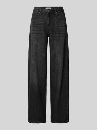 Productfoto, donkere loose fit jeans van katoendenim, rechte pijpen en high waist, Loose Fit Jeans uit pure katoen Model 'TOLEDO' van ONLY, dames wide & loose fit jeans