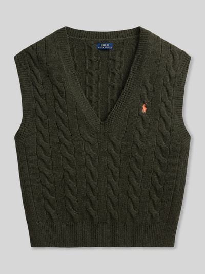 Polo Ralph Lauren Bezrękawnik o kroju regular fit z mieszanki wełny i kaszmiru Oliwkowy 2