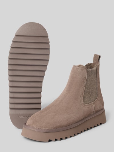 Tamaris Boots aus Rindsnappa mit Profilsohle Taupe 4